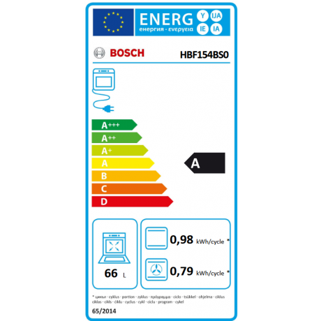 BOSCH HBF154BS0 Φούρνος εντοιχιζόμενος 66lt 59.4cm BOSCH HBF154BS0 Φούρνος εντοιχιζόμενος 66lt 59.4cm